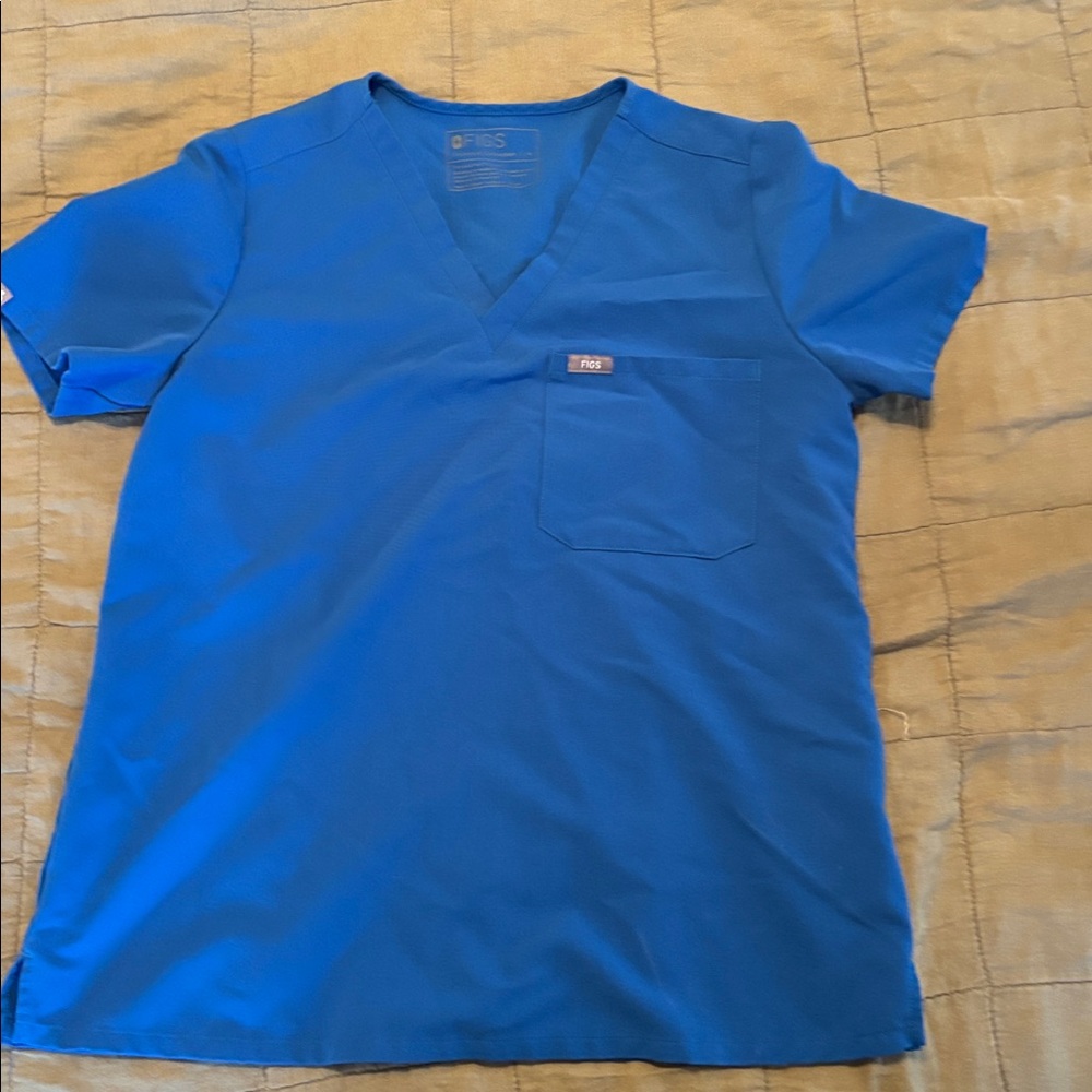 Figs royal blue scrub top